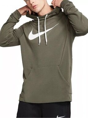 Nike Men's Dri-FIT Swoosh Pullover Hoodie | Olive Green